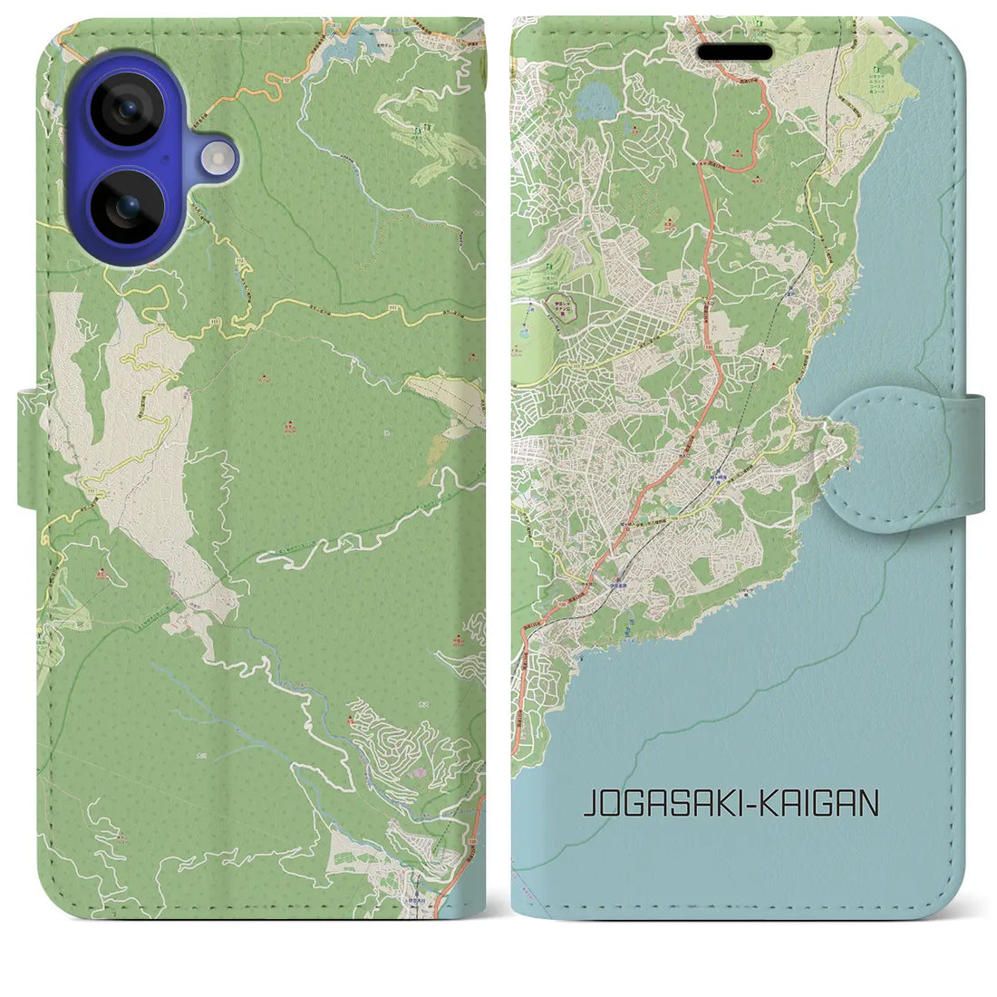 【城ヶ崎海岸(静岡県)】地図柄iPhoneケース(手帳タイプ)ナチュラル・iPhone 16 Pro Max 用