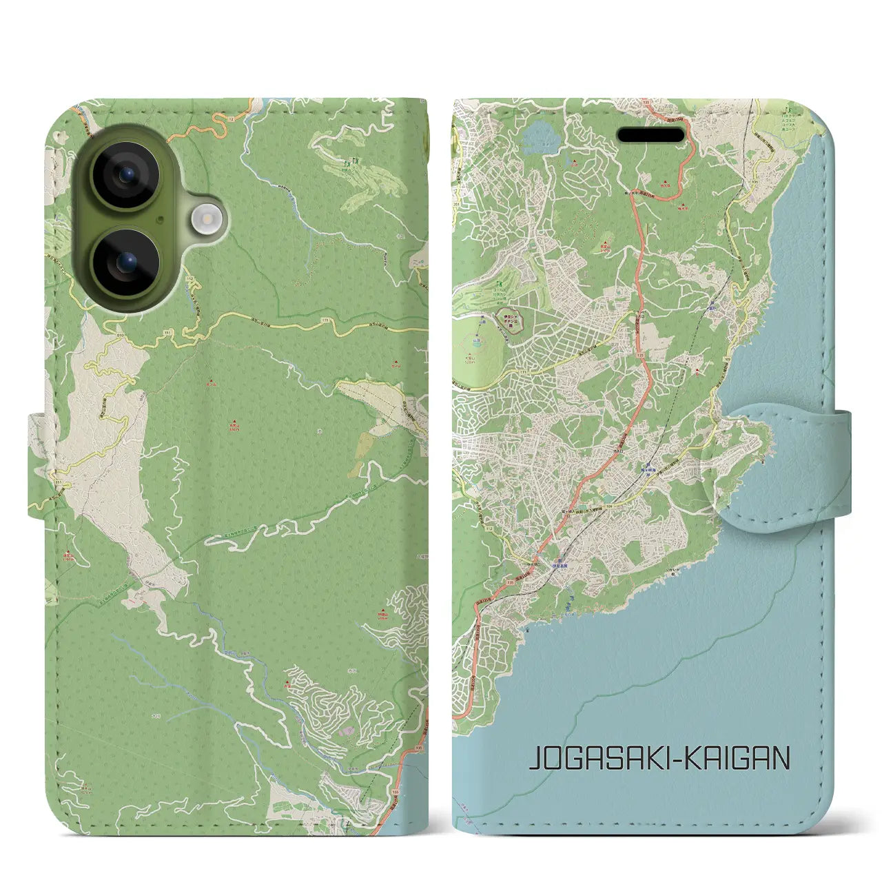 【城ヶ崎海岸(静岡県)】地図柄iPhoneケース(手帳タイプ)モノトーン・iPhone 17 Pro Max 用