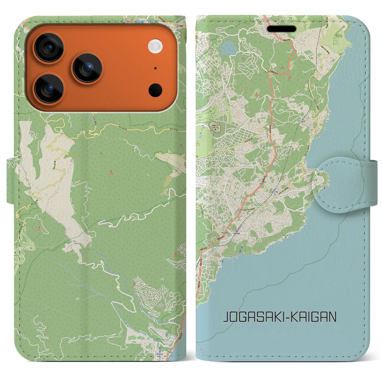 【城ヶ崎海岸(静岡県)】地図柄iPhoneケース(手帳タイプ)ナチュラル・iPhone 17 Pro Max 用