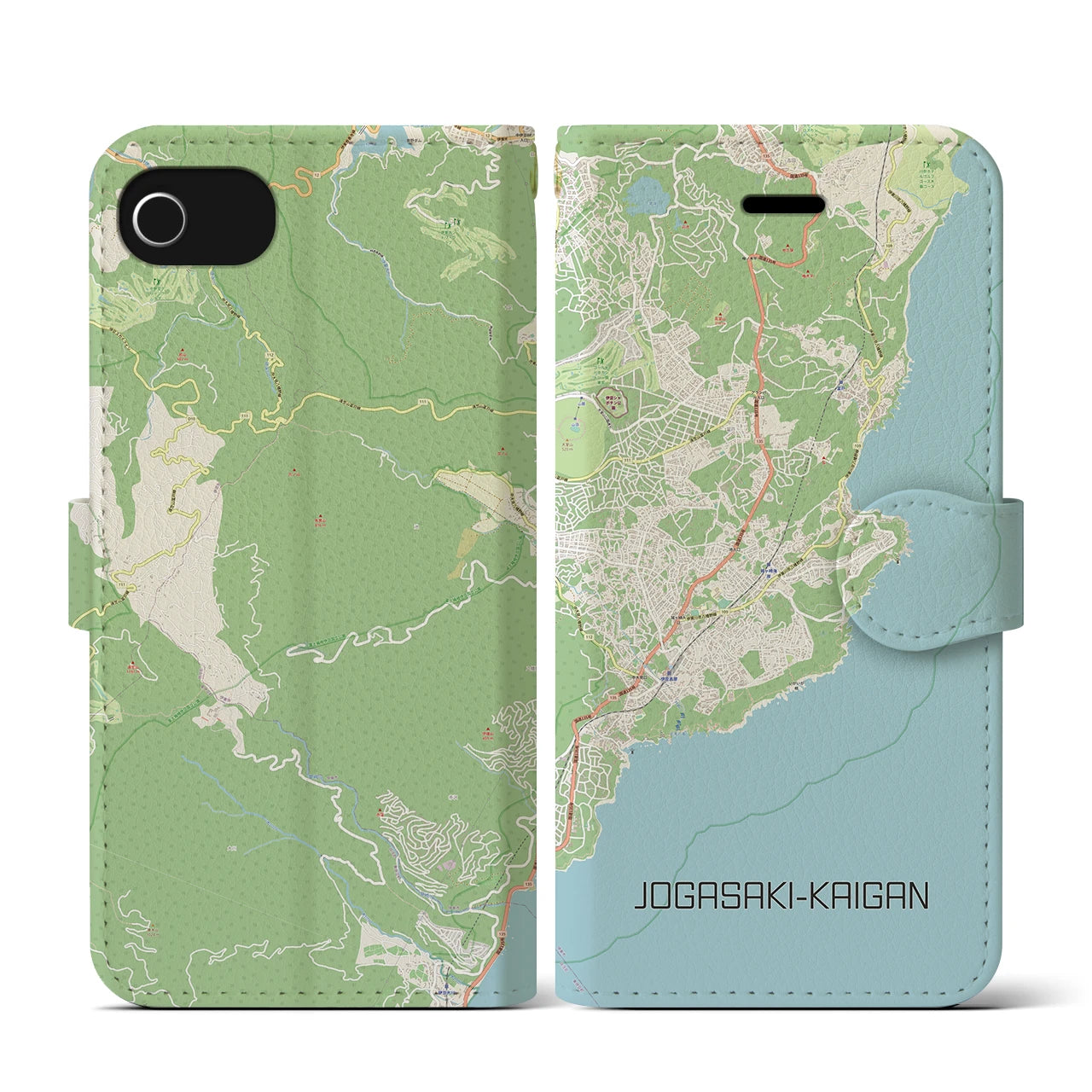 【城ヶ崎海岸(静岡県)】地図柄iPhoneケース(手帳タイプ)ナチュラル・iPhone SE(第3 / 第2世代) / 8 / 7 / 6s / 6 用
