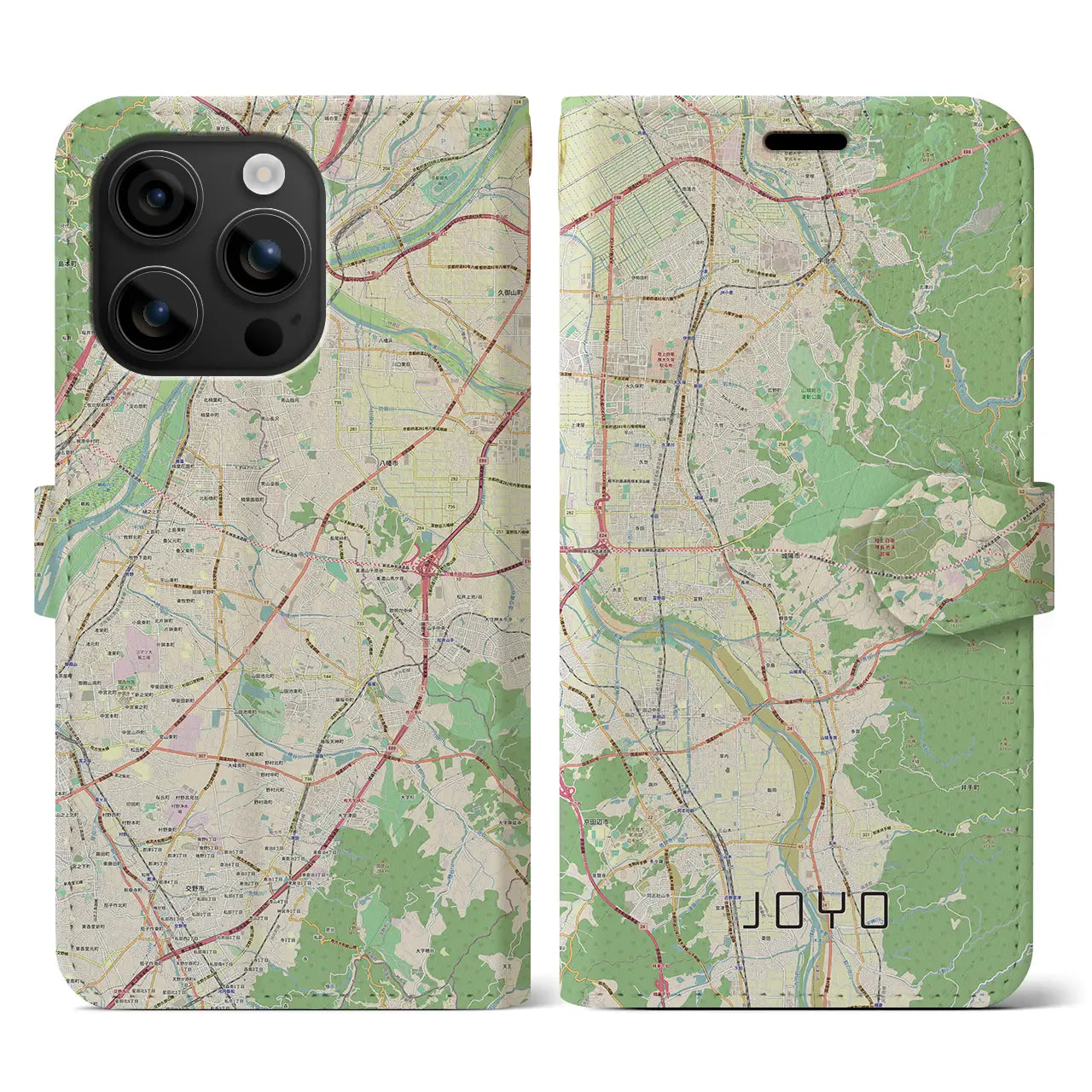 【城陽(京都府)】地図柄iPhoneケース(手帳タイプ)ナチュラル・iPhone 16 用