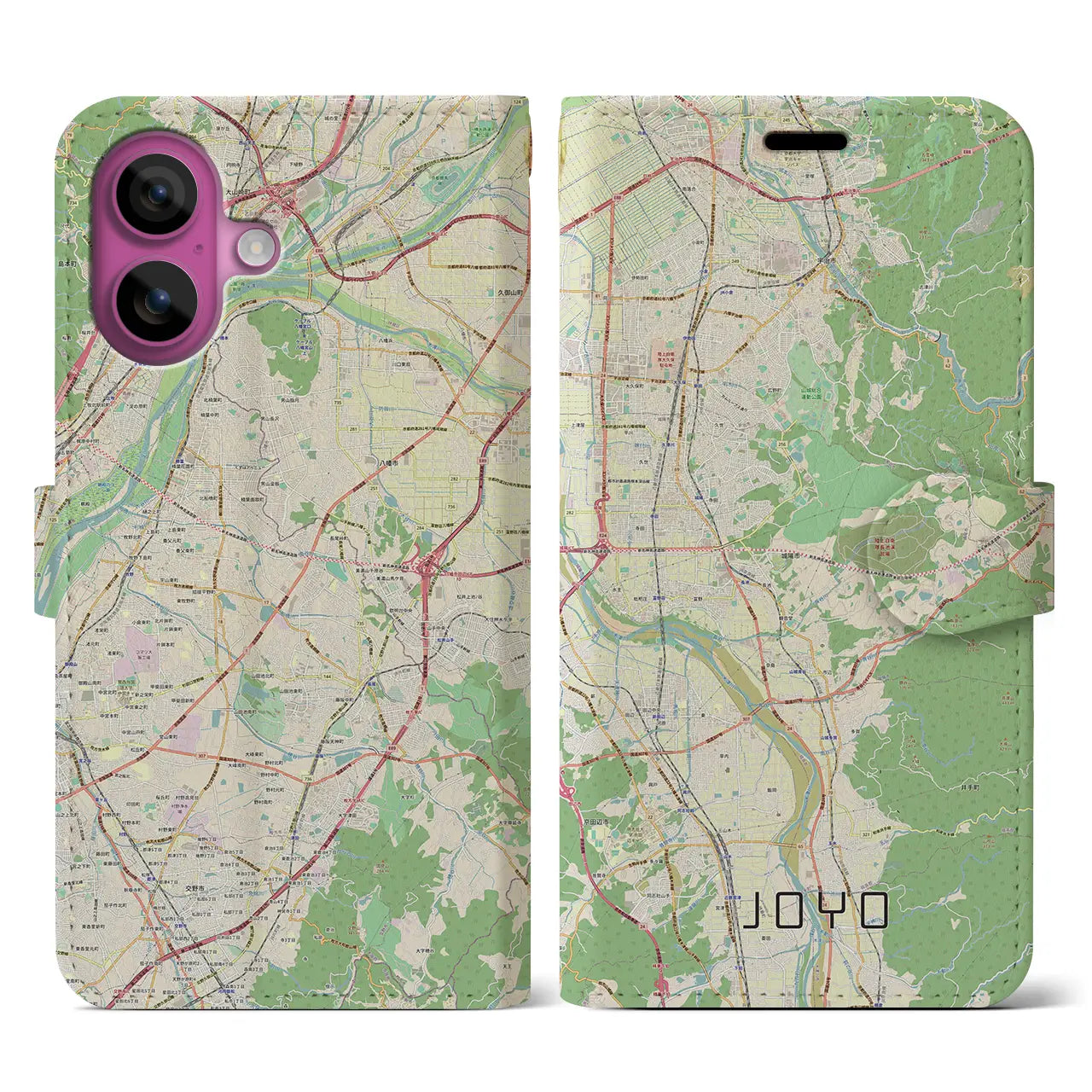 【城陽(京都府)】地図柄iPhoneケース(手帳タイプ)ナチュラル・iPhone 16 Pro 用