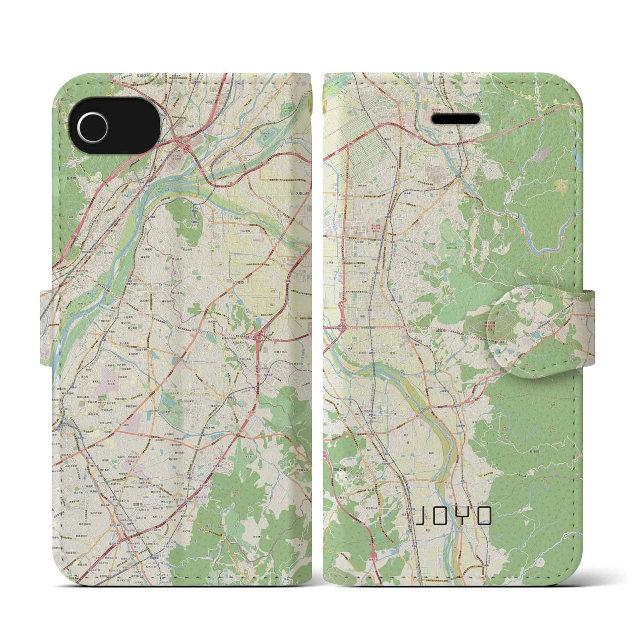 【城陽(京都府)】地図柄iPhoneケース(手帳タイプ)ナチュラル・iPhone SE(第3 / 第2世代) / 8 / 7 / 6s / 6 用
