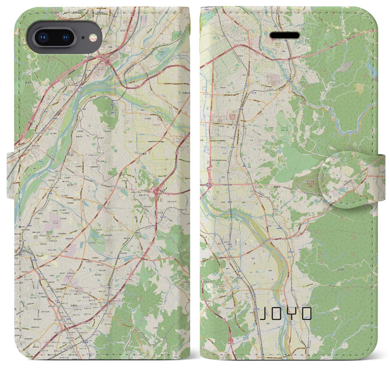 【城陽(京都府)】地図柄iPhoneケース(手帳タイプ)ナチュラル・iPhone 8Plus /7Plus / 6sPlus / 6Plus 用