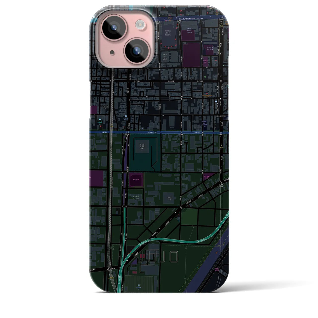 【十条(京都府)】地図柄iPhoneケース(バックカバータイプ)