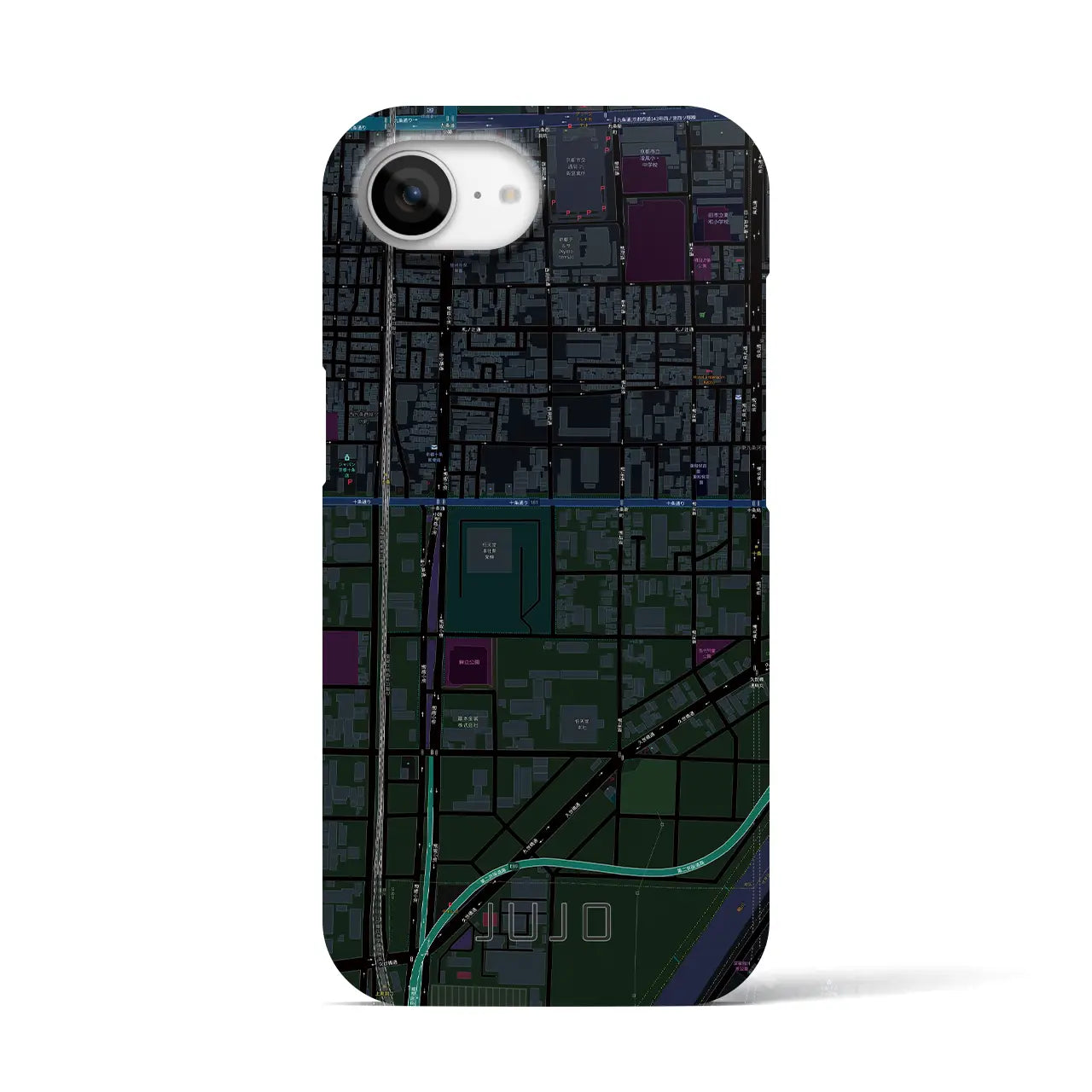 【十条(京都府)】地図柄iPhoneケース(バックカバータイプ)