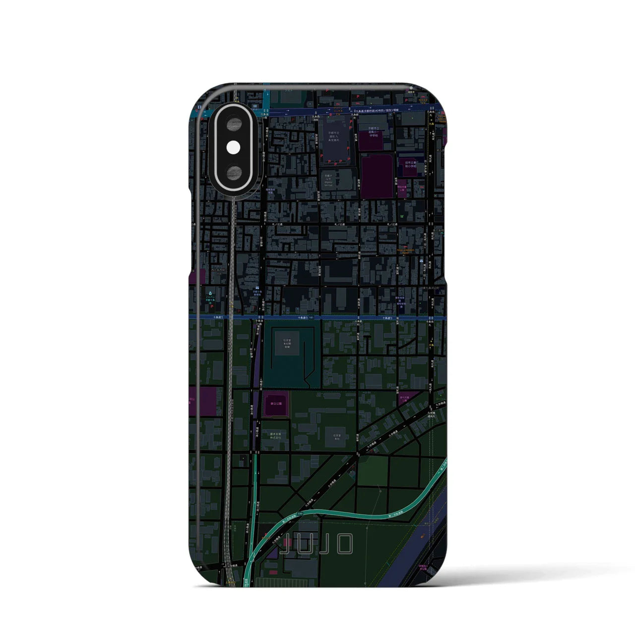 【十条(京都府)】地図柄iPhoneケース(バックカバータイプ)