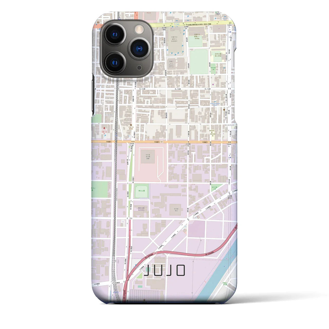 【十条(京都府)】地図柄iPhoneケース(バックカバータイプ)