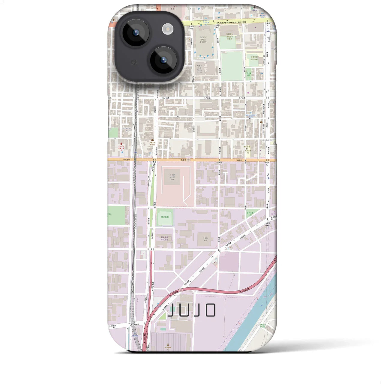 【十条(京都府)】地図柄iPhoneケース(バックカバータイプ)