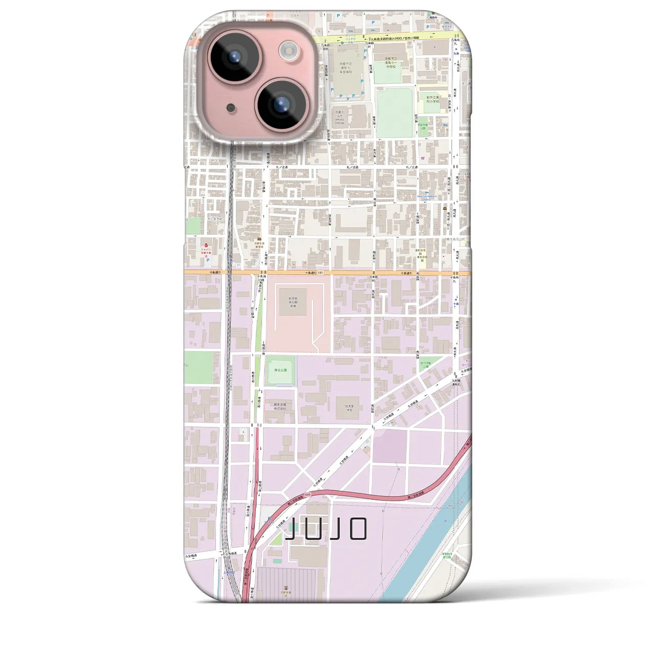 【十条(京都府)】地図柄iPhoneケース(バックカバータイプ)