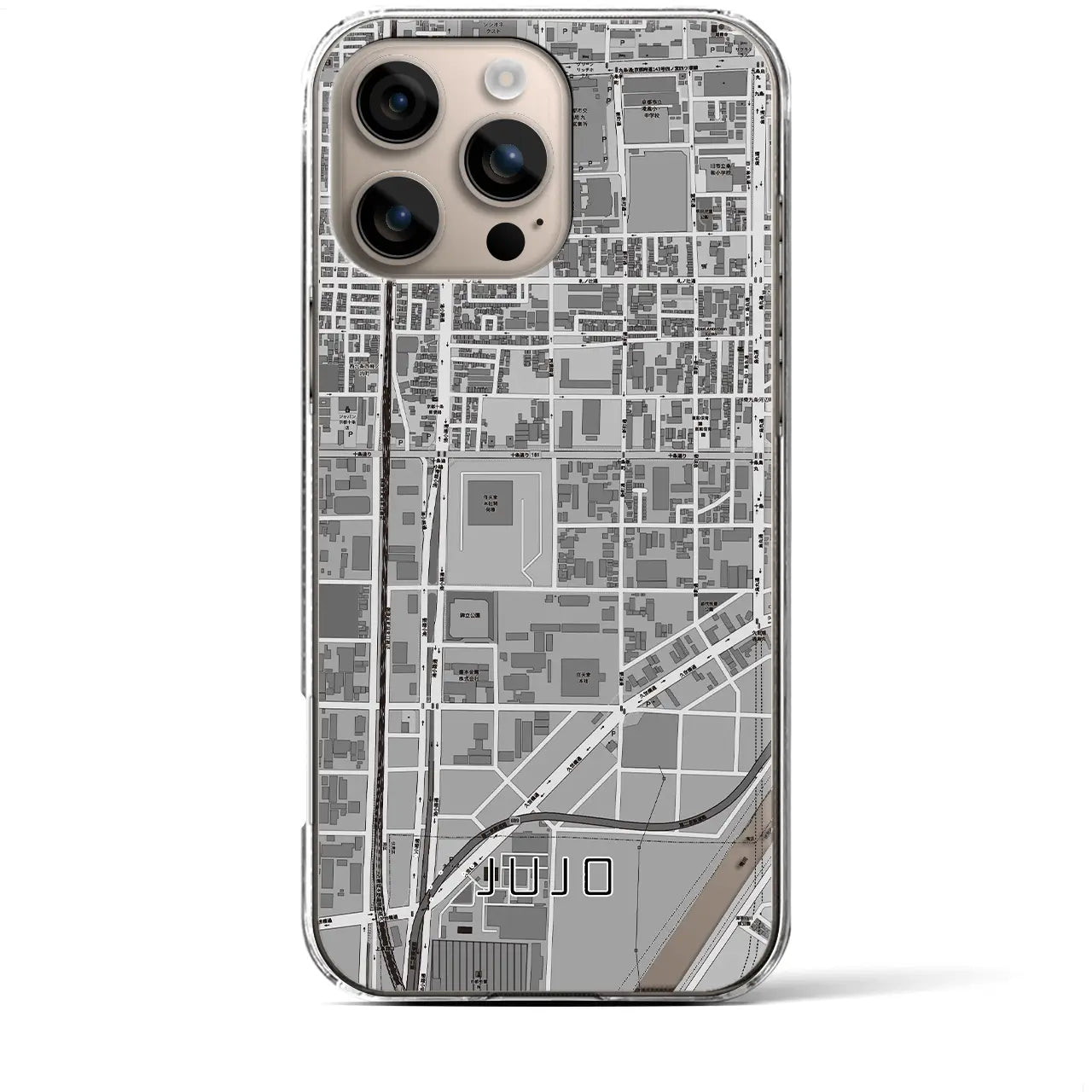 【十条(京都府)】地図柄iPhoneケース(クリアタイプ)