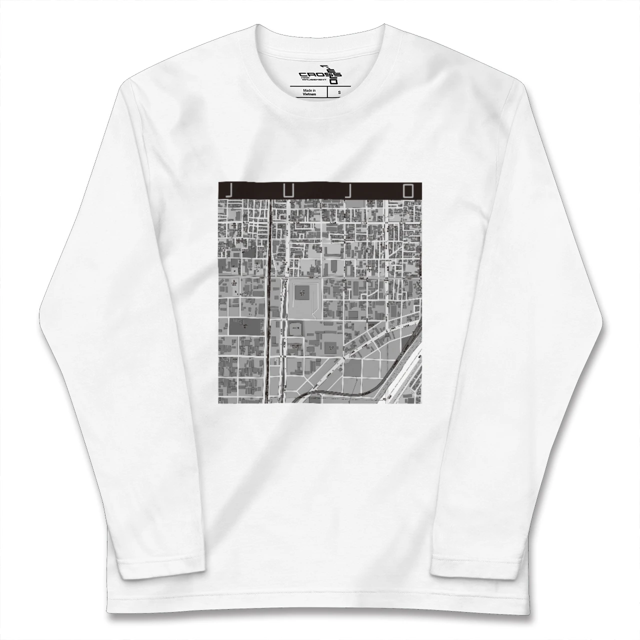 【十条(京都府)(京都府)】地図柄ロングスリーブTシャツ