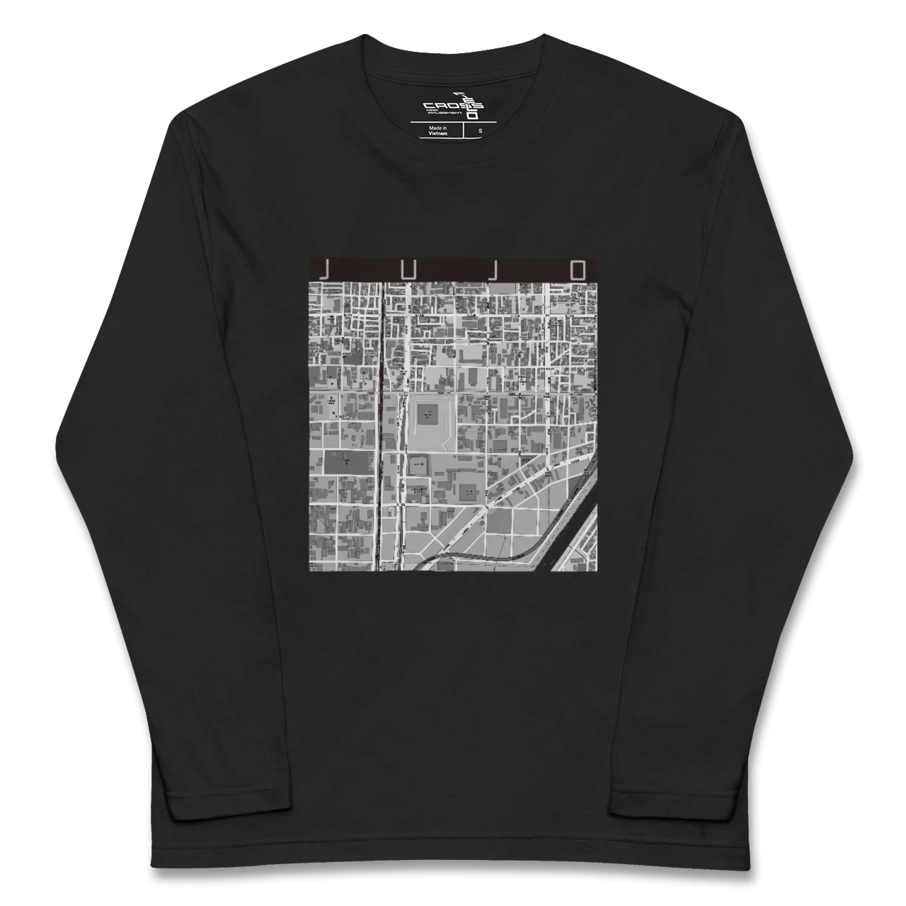 【十条(京都府)(京都府)】地図柄ロングスリーブTシャツ