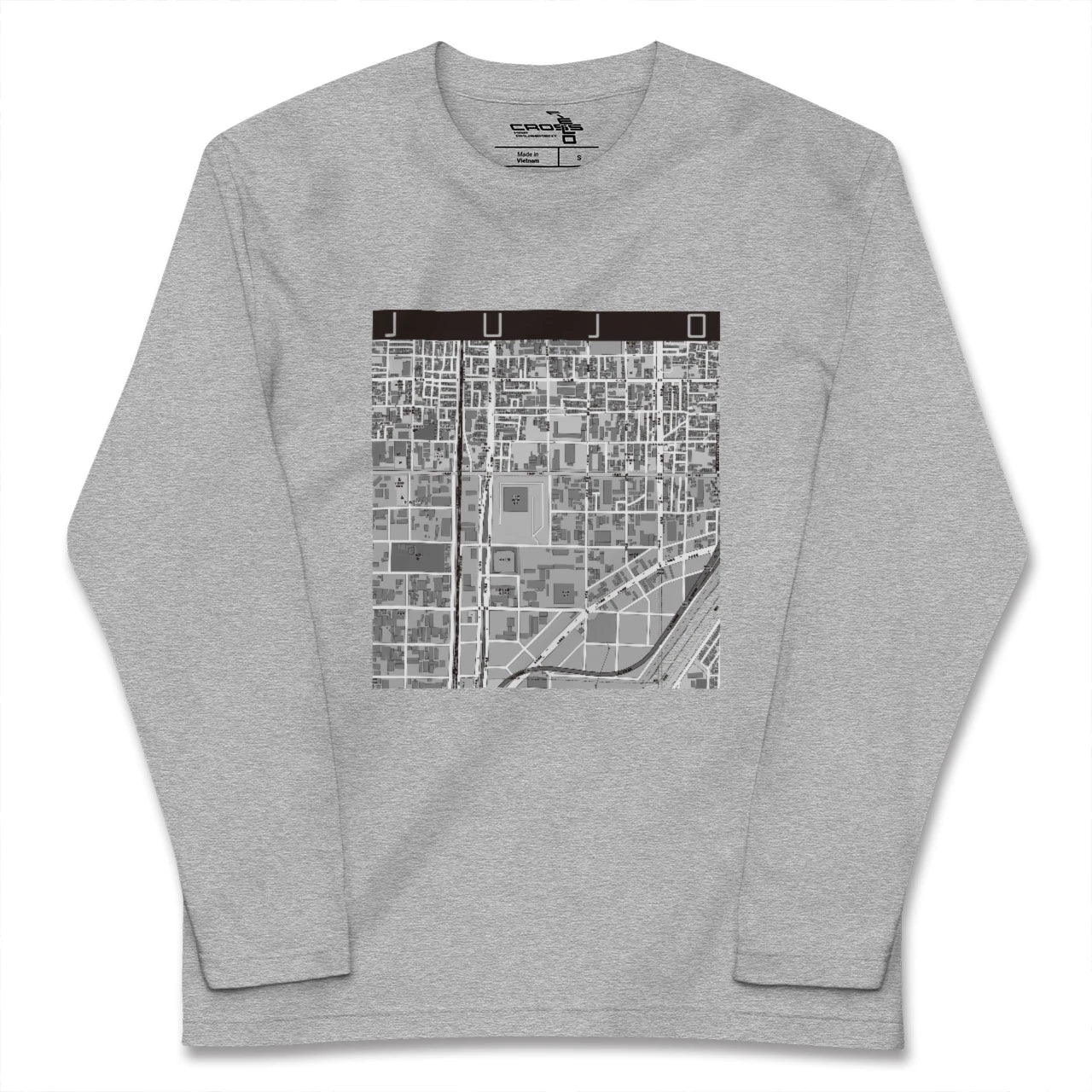 【十条(京都府)(京都府)】地図柄ロングスリーブTシャツ