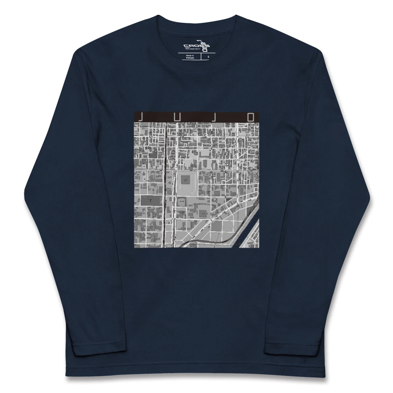 【十条(京都府)(京都府)】地図柄ロングスリーブTシャツ