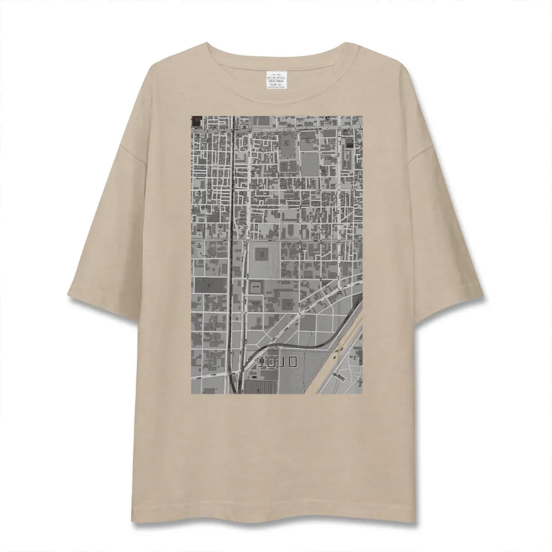 【十条(京都府)(京都府)】地図柄ビッグシルエットTシャツ