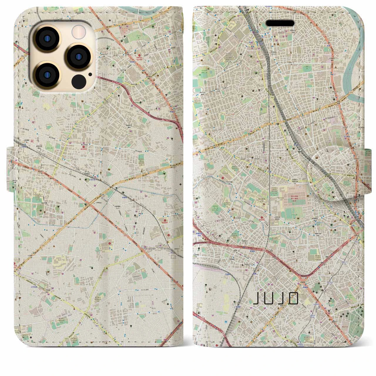 【十条(東京都)】地図柄iPhoneケース(手帳タイプ)ナチュラル・iPhone 12 Pro Max 用