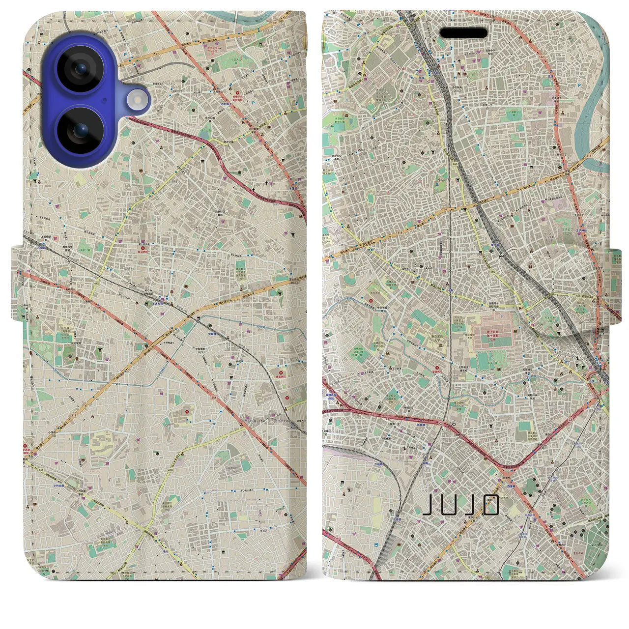 【十条(東京都)】地図柄iPhoneケース(手帳タイプ)ナチュラル・iPhone 16 Pro Max 用