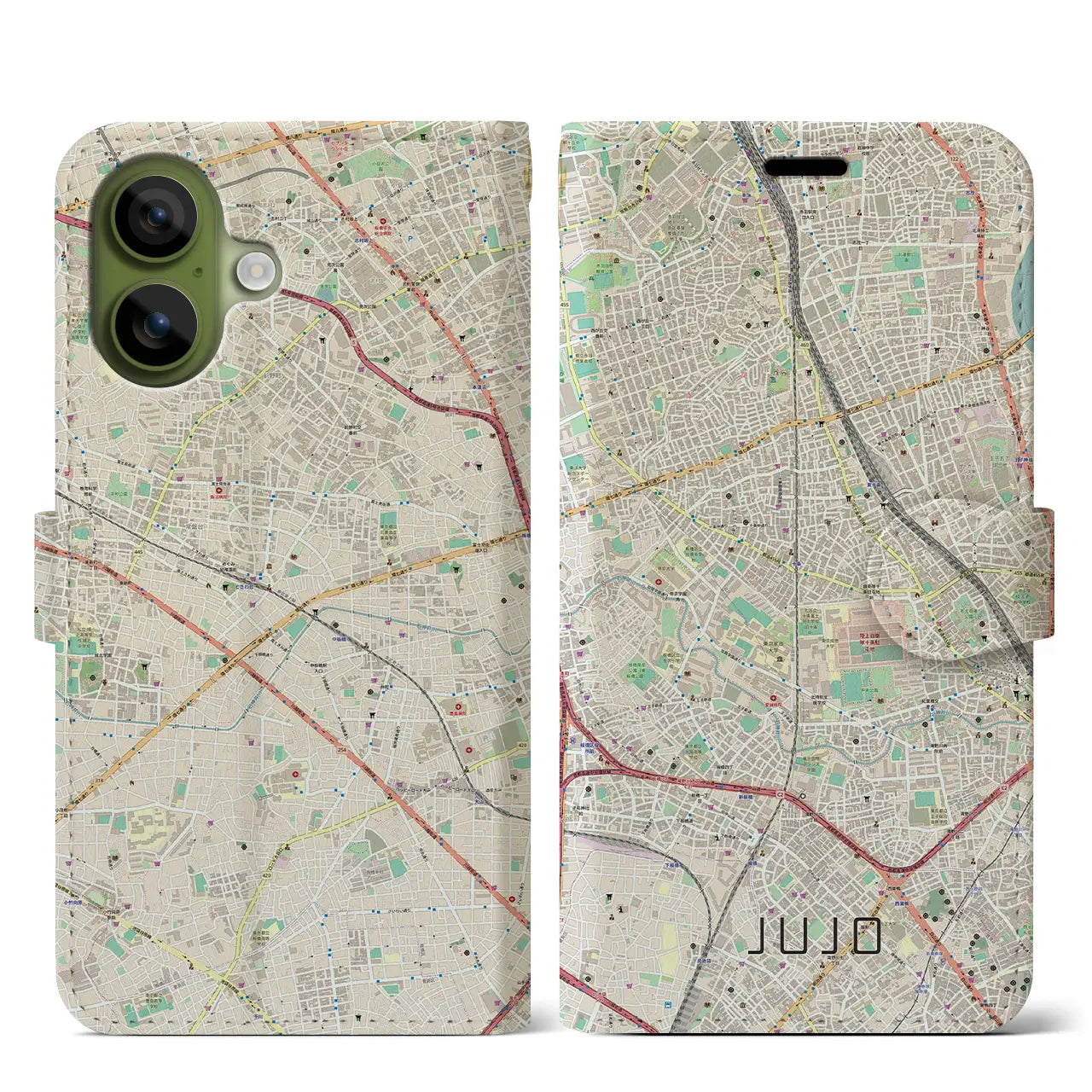 【十条(東京都)】地図柄iPhoneケース(手帳タイプ)モノトーン・iPhone 17 Pro Max 用