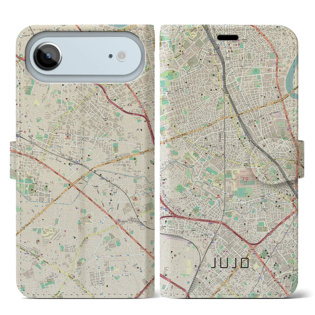 【十条(東京都)】地図柄iPhoneケース(手帳タイプ)ナチュラル・iPhone 17 Pro Max 用