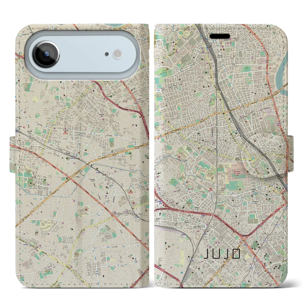 【十条(東京都)】地図柄iPhoneケース(手帳タイプ)ナチュラル・iPhone 17 Pro Max 用