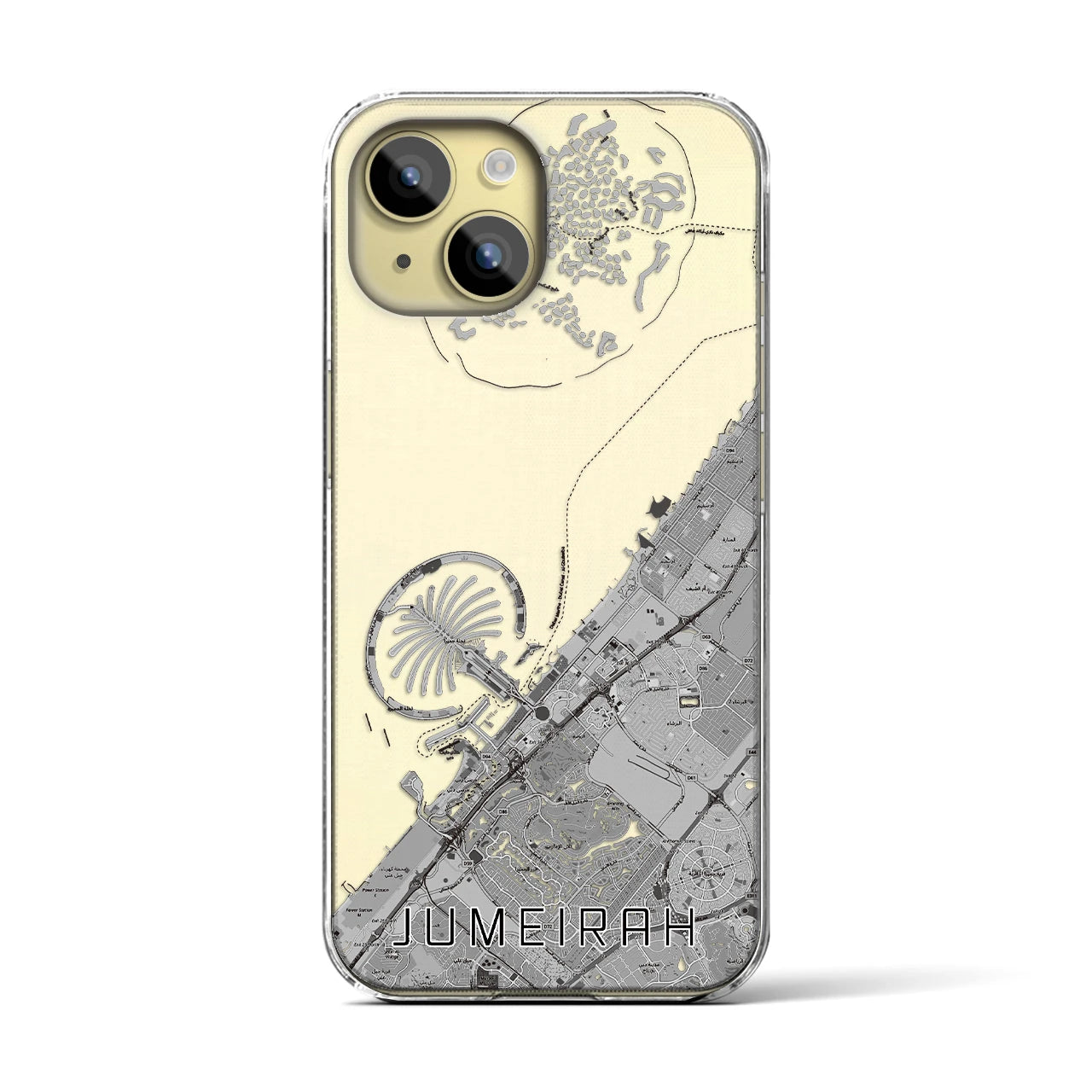 【ジュメイラ(アラブ首長国連邦)】地図柄iPhoneケース(クリアタイプ)