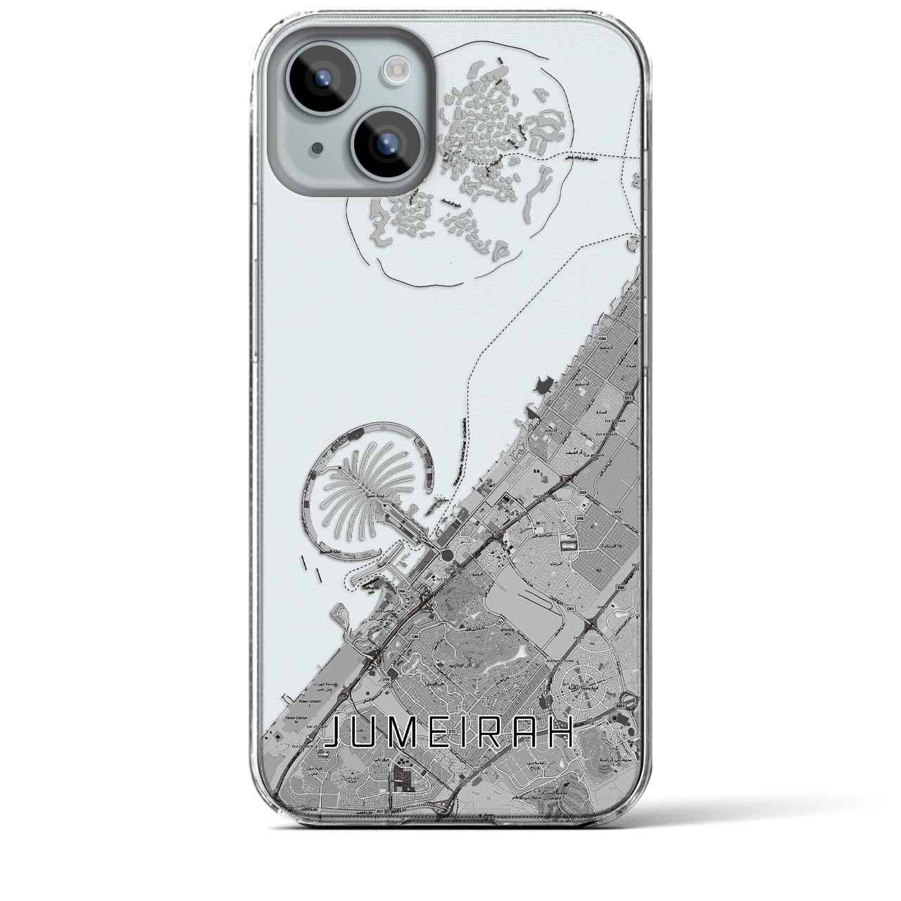 【ジュメイラ(アラブ首長国連邦)】地図柄iPhoneケース(クリアタイプ)