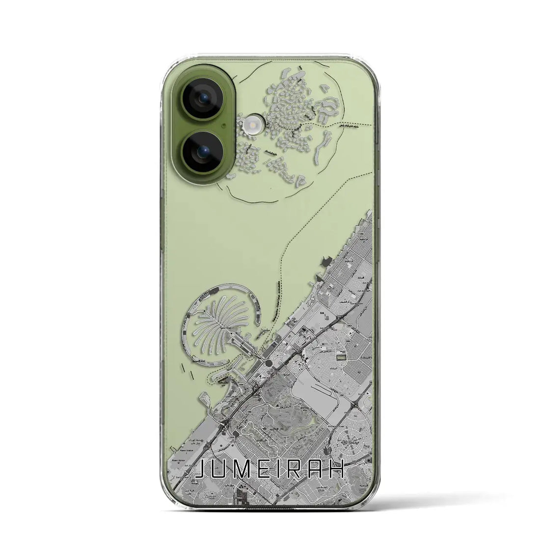 【ジュメイラ(アラブ首長国連邦)】地図柄iPhoneケース(クリアタイプ)モノトーン・iPhone 17 Pro Max 用