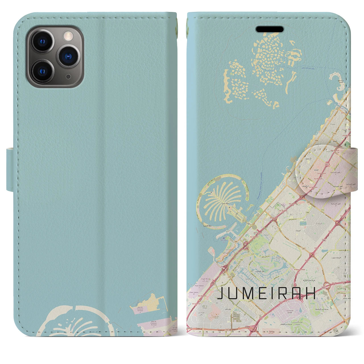 【ジュメイラ(アラブ首長国連邦)】地図柄iPhoneケース(手帳タイプ)ナチュラル・iPhone 11 Pro Max 用