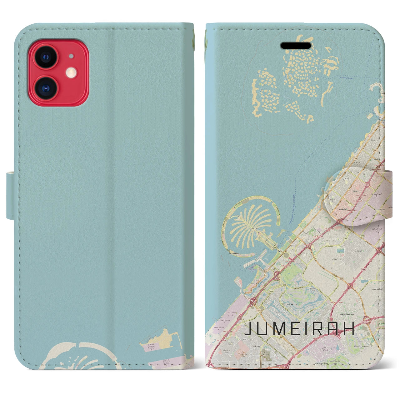 【ジュメイラ(アラブ首長国連邦)】地図柄iPhoneケース(手帳タイプ)ナチュラル・iPhone 11 用