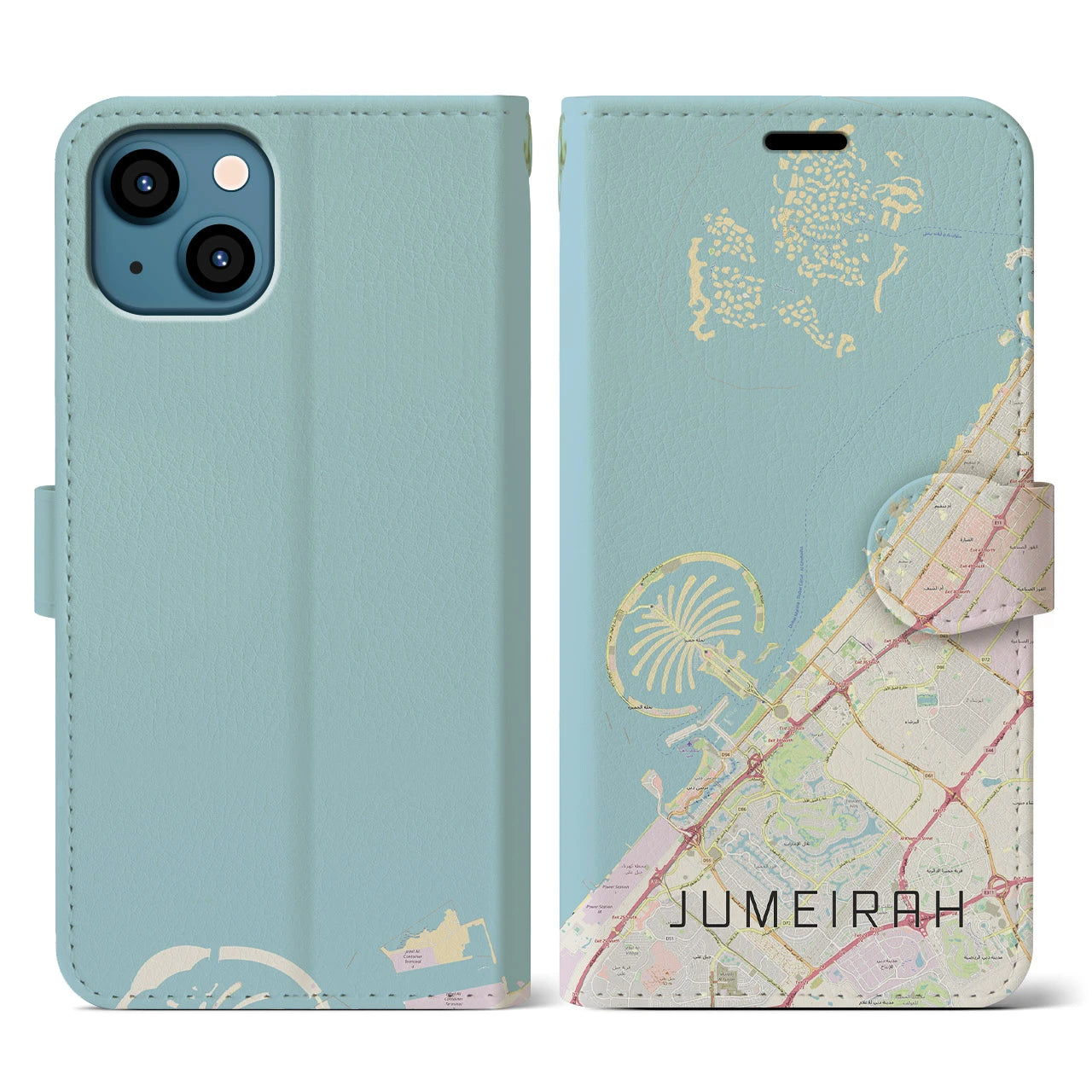 【ジュメイラ(アラブ首長国連邦)】地図柄iPhoneケース(手帳タイプ)ナチュラル・iPhone 13 用