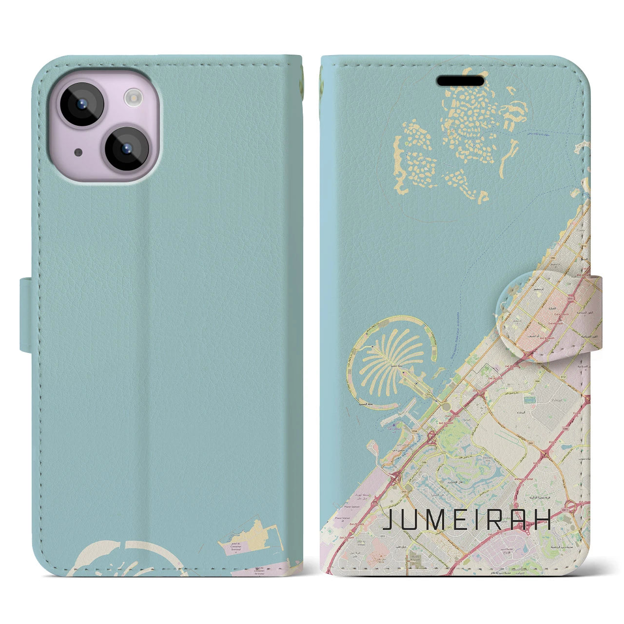 【ジュメイラ(アラブ首長国連邦)】地図柄iPhoneケース(手帳タイプ)ナチュラル・iPhone 14 用
