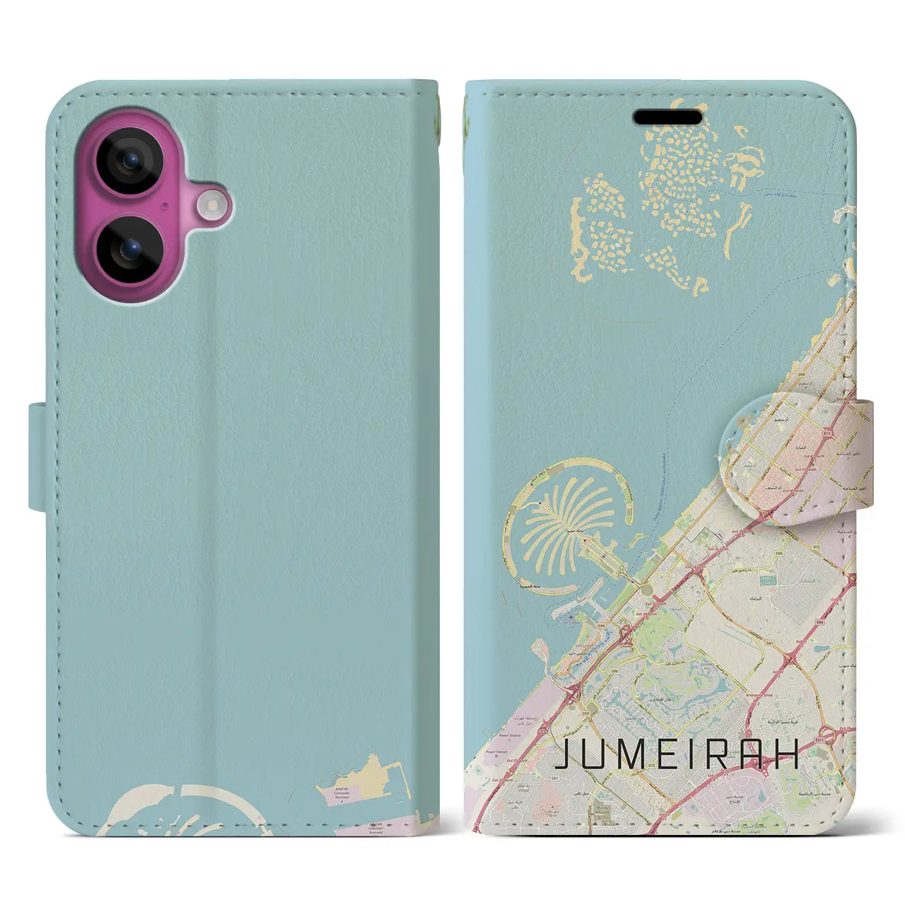 【ジュメイラ(アラブ首長国連邦)】地図柄iPhoneケース(手帳タイプ)