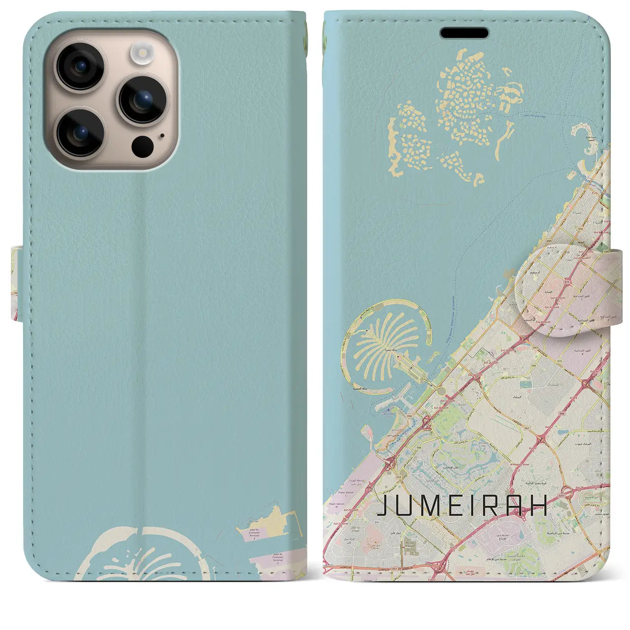 【ジュメイラ(アラブ首長国連邦)】地図柄iPhoneケース(手帳タイプ)ナチュラル・iPhone 16 Plus 用
