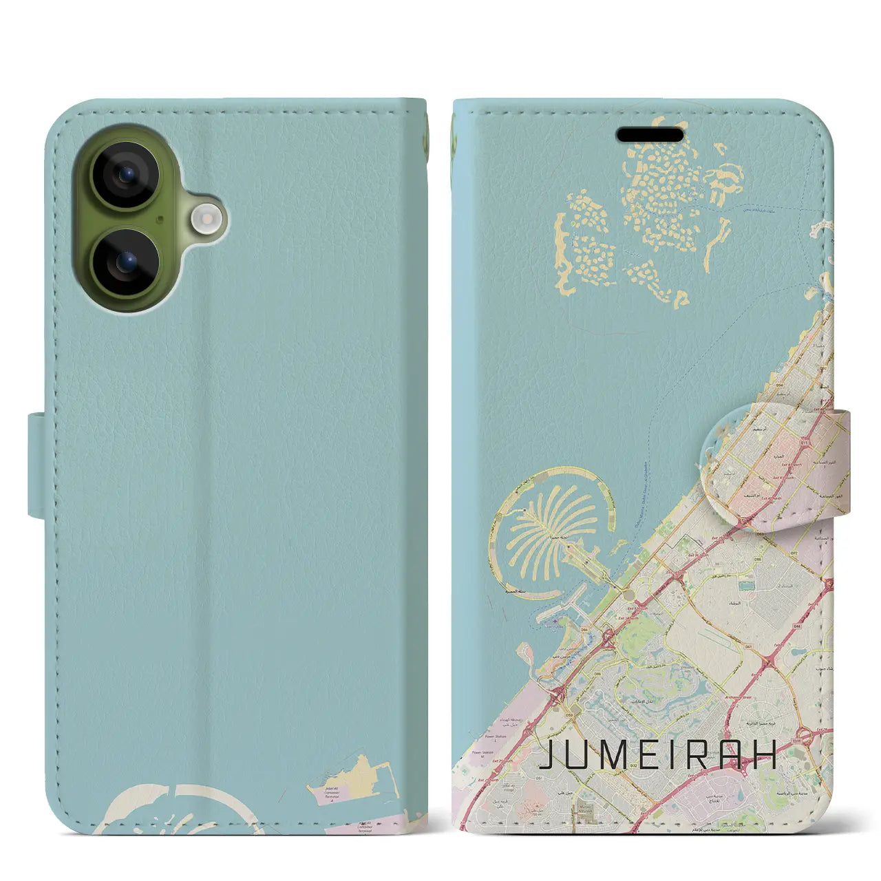 【ジュメイラ(アラブ首長国連邦)】地図柄iPhoneケース(手帳タイプ)ナチュラル・iPhone 17 Pro Max 用