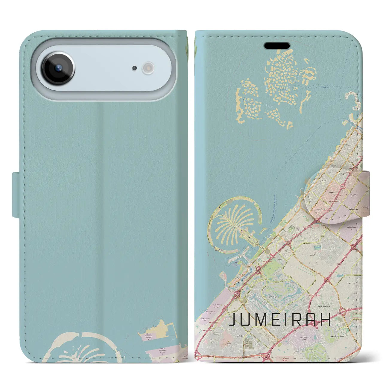 【ジュメイラ(アラブ首長国連邦)】地図柄iPhoneケース(手帳タイプ)モノトーン・iPhone 17 Pro Max 用