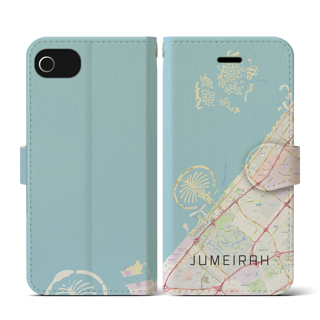 【ジュメイラ(アラブ首長国連邦)】地図柄iPhoneケース(手帳タイプ)ナチュラル・iPhone SE(第3 / 第2世代) / 8 / 7 / 6s / 6 用