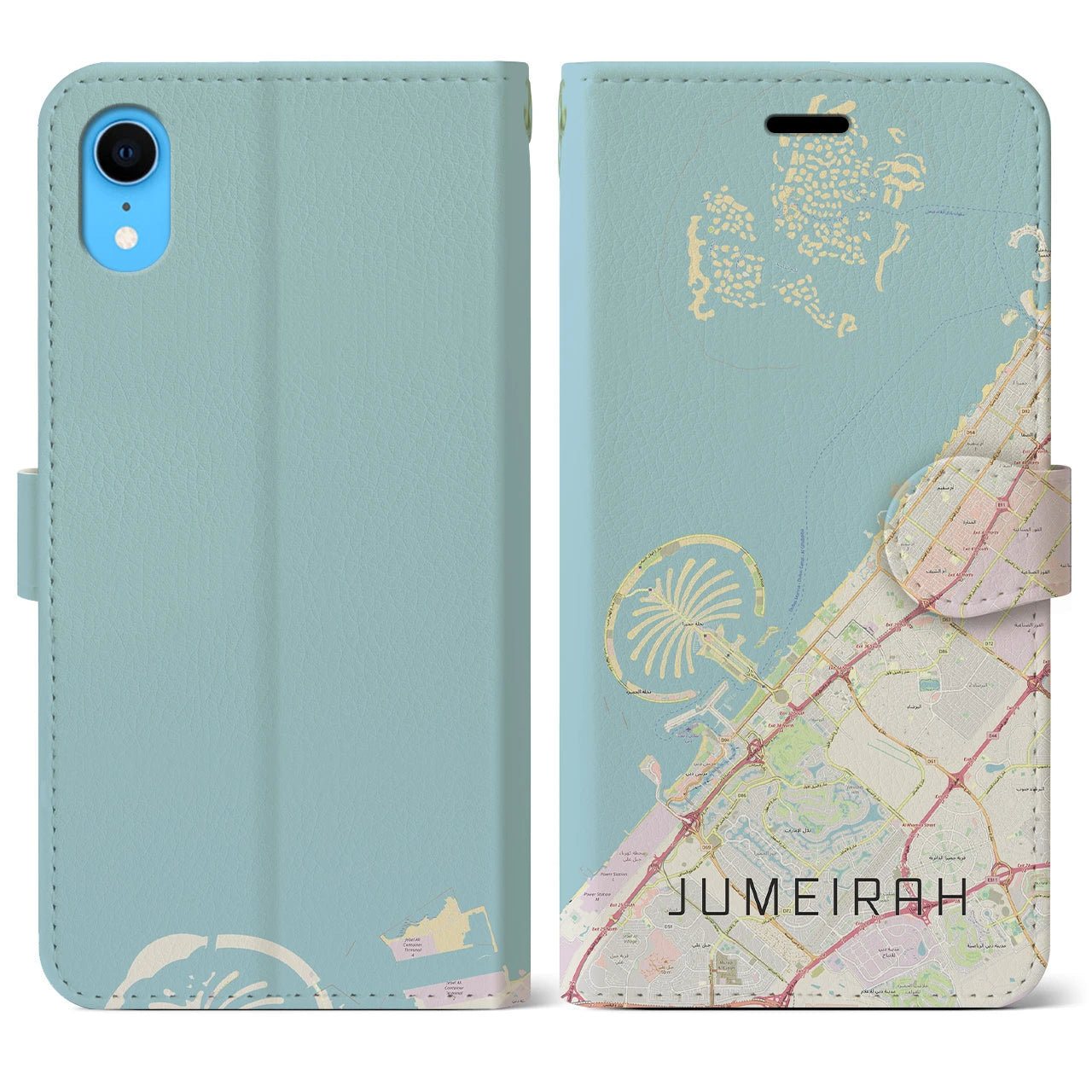 【ジュメイラ(アラブ首長国連邦)】地図柄iPhoneケース(手帳タイプ)ナチュラル・iPhone XR 用