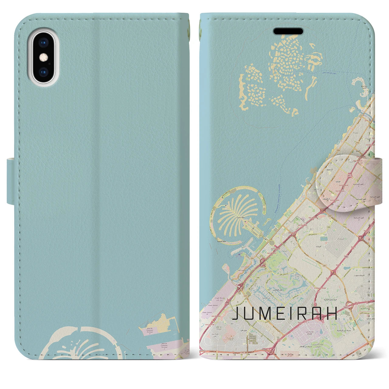 【ジュメイラ(アラブ首長国連邦)】地図柄iPhoneケース(手帳タイプ)ナチュラル・iPhone XS Max 用