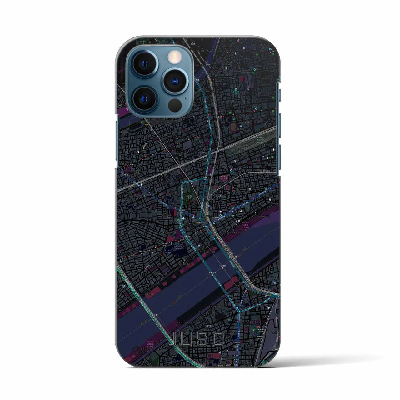 【十三(大阪府)】地図柄iPhoneケース(バックカバータイプ)