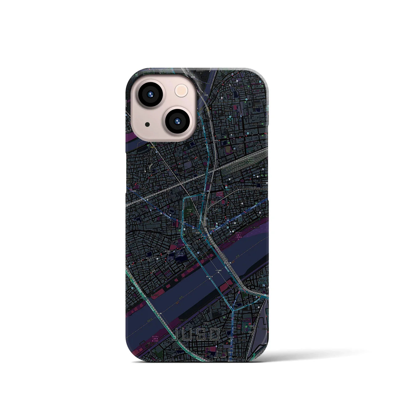 【十三(大阪府)】地図柄iPhoneケース(バックカバータイプ)