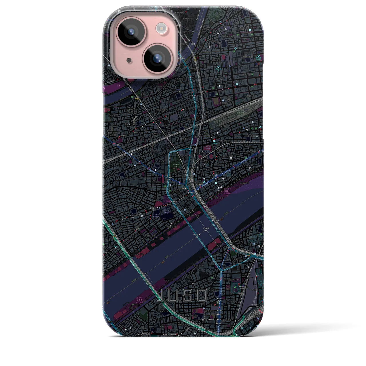 【十三(大阪府)】地図柄iPhoneケース(バックカバータイプ)