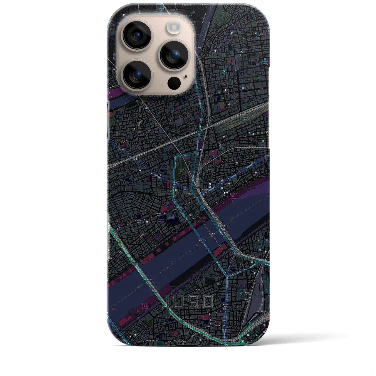 【十三(大阪府)】地図柄iPhoneケース(バックカバータイプ)