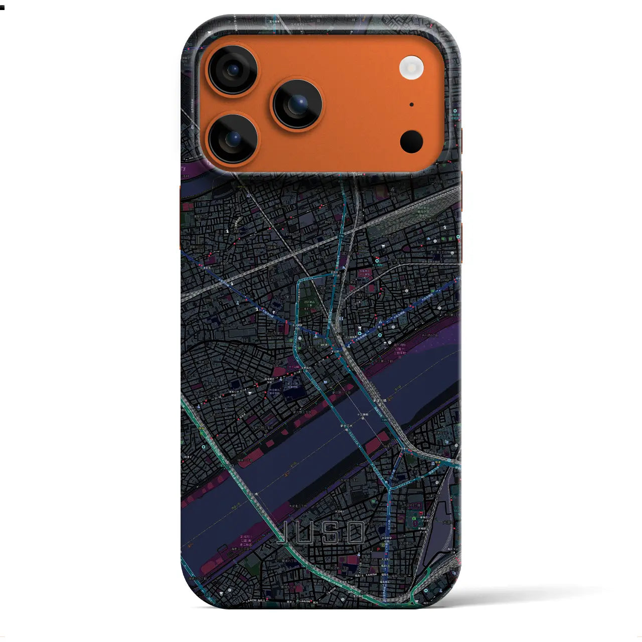 【十三(大阪府)】地図柄iPhoneケース(バックカバータイプ)