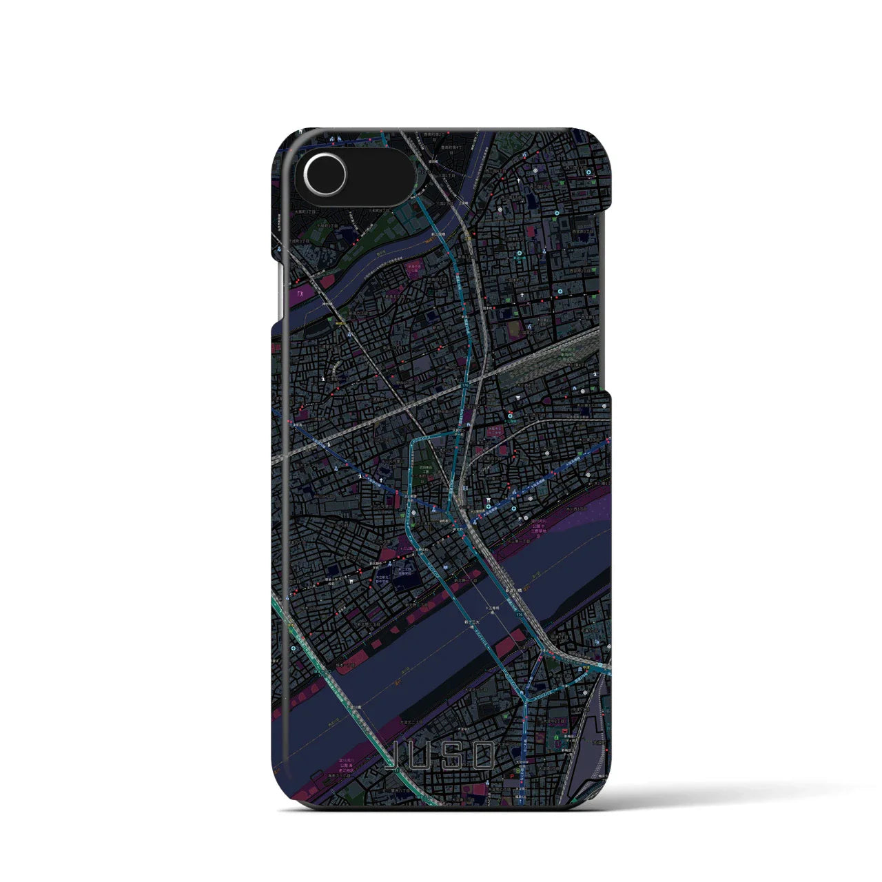 【十三(大阪府)】地図柄iPhoneケース(バックカバータイプ)