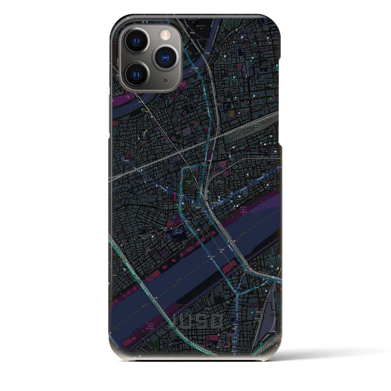 【十三(大阪府)】地図柄iPhoneケース(バックカバータイプ)