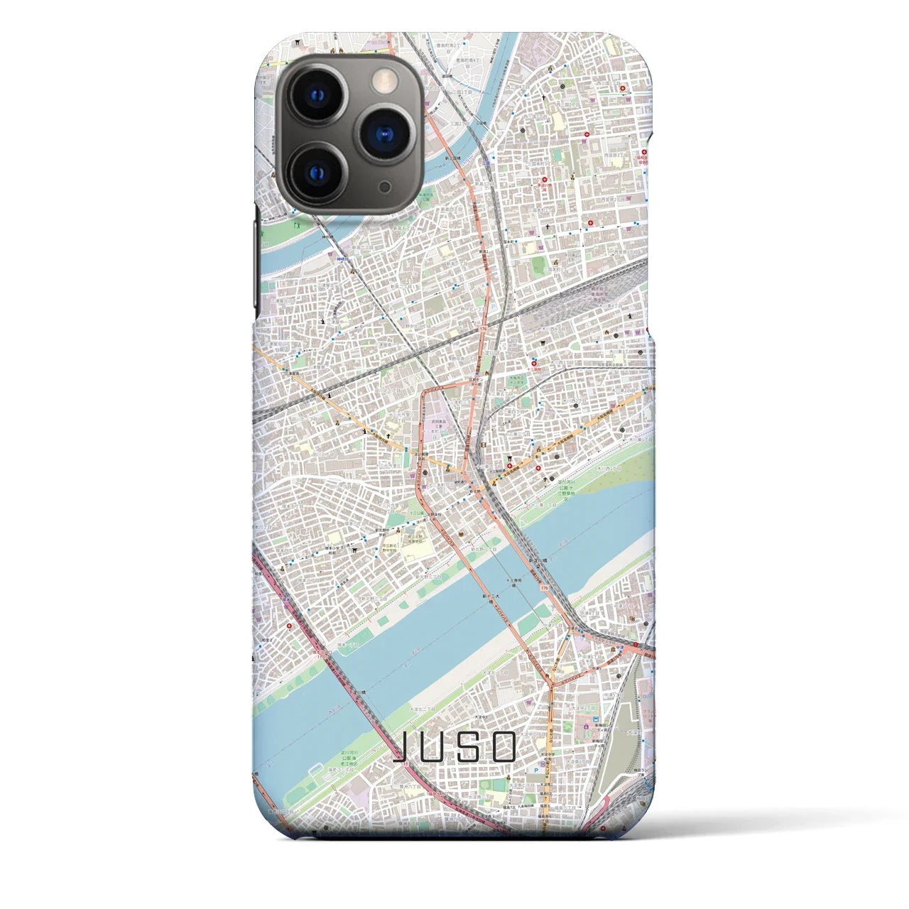 【十三(大阪府)】地図柄iPhoneケース(バックカバータイプ)