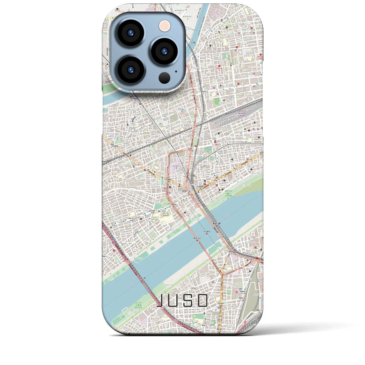 【十三(大阪府)】地図柄iPhoneケース(バックカバータイプ)