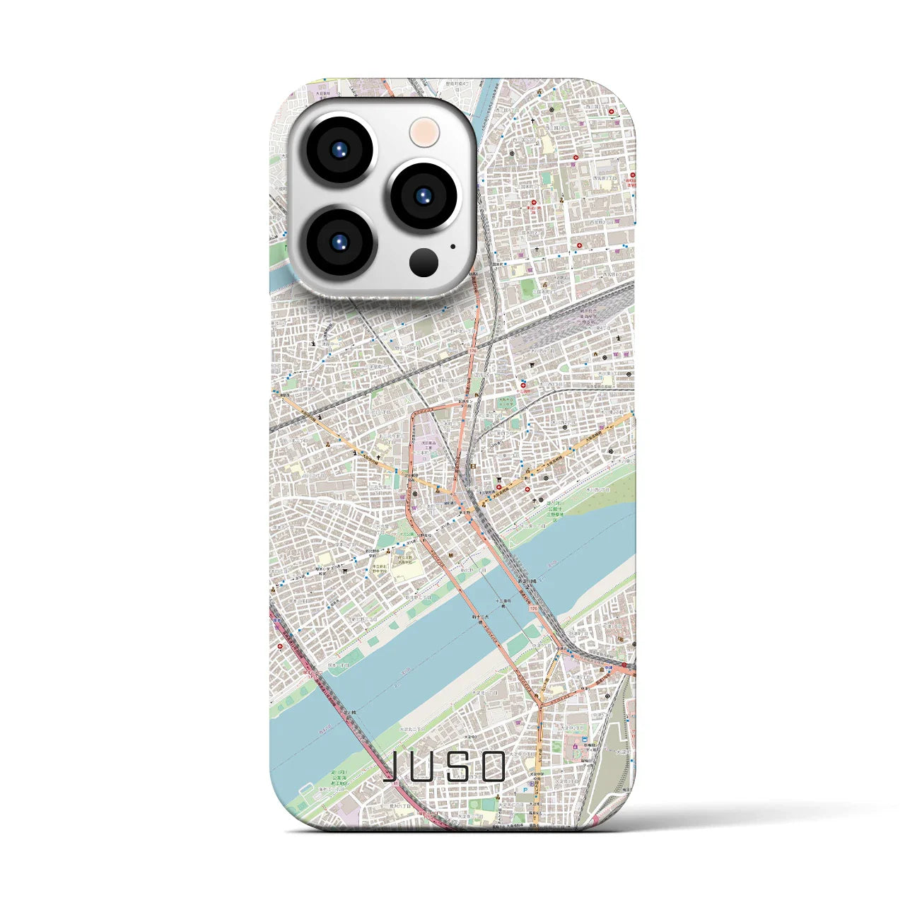 【十三(大阪府)】地図柄iPhoneケース(バックカバータイプ)