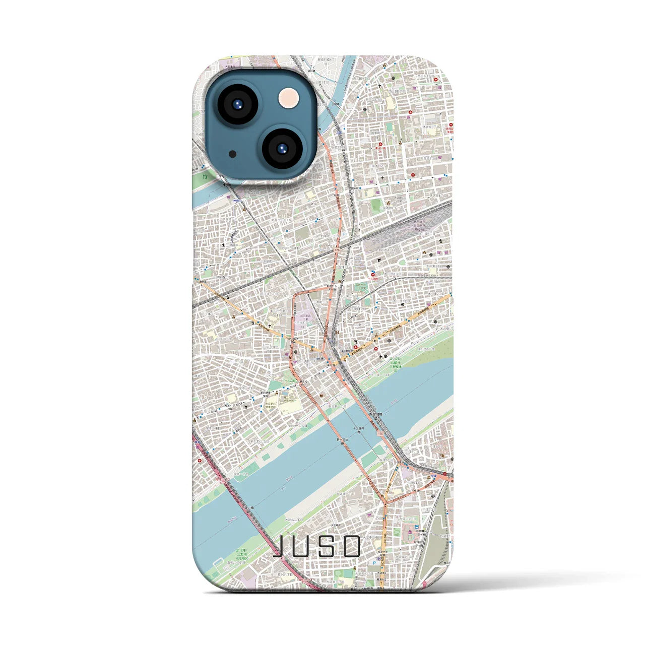 【十三(大阪府)】地図柄iPhoneケース(バックカバータイプ)
